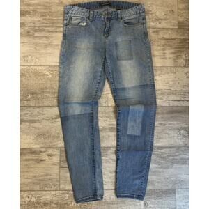 Joe Fresh Womens Jeans Size 28 Blue Patchwork Ultra Slim Low Rise Stretch